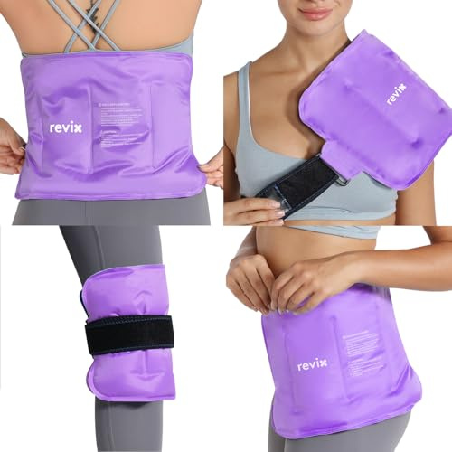 REVIX Paquete de hielo grande para cadera, rodilla, hombro, alivio del dolor de espalda, paquete frío de gel reutilizable para lesiones, hinchazón, moretones, cirugía, inflamación, 16 x 9 pulgadas