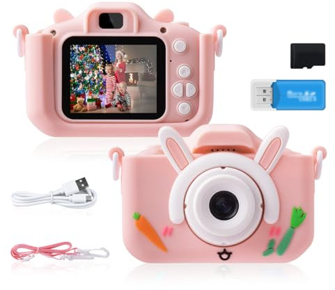 GREPRO Kinder Kamera, 2.0”Display Digitalkamera Geschenke für 3 4 5 6 8 7 9 Jahre Jungen und mädchen, 1080P HD Anti-Drop Fotoapparat Kinder für Weihnachten, Geburtstag Spielzeug Geschenke Pink