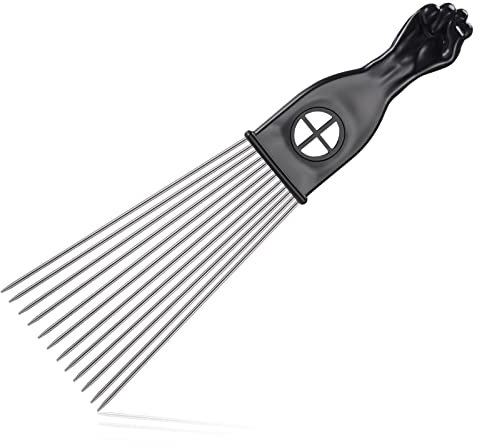 Peine Afro de Metal Peine Ahuecador de Pelo Rizado Peinetas Africanas Retro de Hombre Peine de Púas Anchas Afro Pick Comb para Rizos Peluquería Accesorios Cabello, Negro (Estilo Clásico)