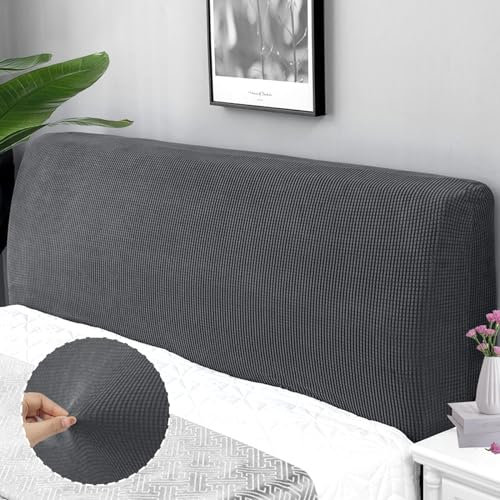 Rainmae Bettkopfteil Hussen Kopfteilbezug All-Inclusive Kopfteilbezug Dehnbare Kopfteilbezug Bett Kopfteil Bezug Elastisch für Gepolstertes Schlafzimmer Kopfteil 150-170 cm Queen,Schwarz