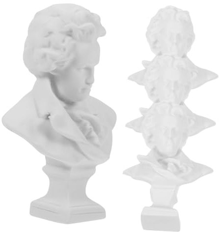 TOPPERFUN 4 Stück Mozart-Ornamente Römische Büstenstatue Beethoven-büste Michelangelo David Büste Römische Büstenskulpturen Statuetten Von Musikkomponisten Gips Harz Weiß Kunstbedarf Büro