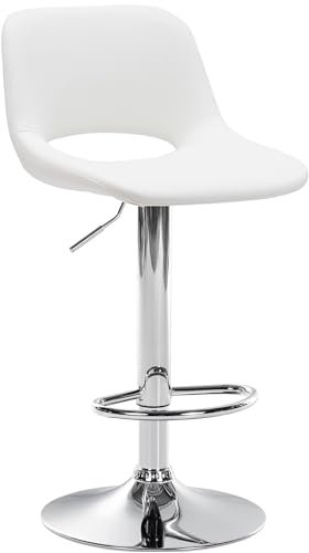 CLP Barhocker Camden I Kunstleder-Bezug, Farbe:weiß, Material Gestell:Metall in Chromoptik
