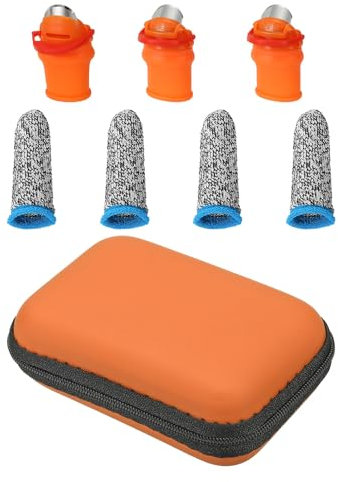 PATIKIL Large Gardening Thumb Knife Set with Storage Case, Silicone Thumb Cutter Finger Cover Garden Trim Tool for Picking Fruit Vegetable, Orange