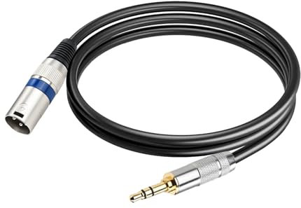 3.5mm Mini Jack to XLR Cable Adapter - 1/8 inch Aux Stereo Microphone Cord for Mixing Console, Powered Speakers, Audio Interface, Laptop, Smartphone Tablet (1M)