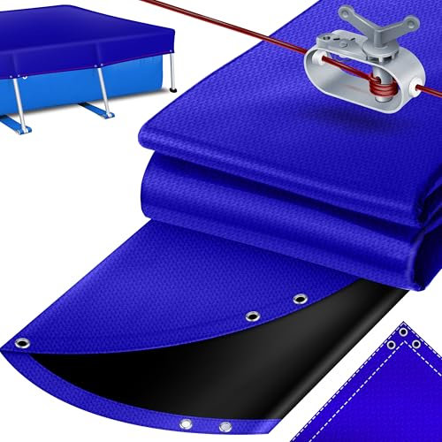 KESSER® Telo di copertura solare per piscina, rettangolare, 304 x 210 cm, 200 g/m², materiale PE, con corda in acciaio + tendicavo con occhielli, copertura solare, resistente ai raggi UV, resistente