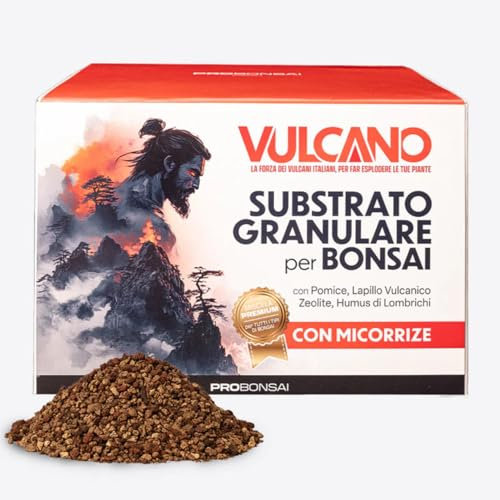 Vulcano - Substrat Granulaire pour Bonsaï | 5L | Drainage Parfait et Racines Saines | Terreau avec Pouzzolane, Lapilli, Zéolite, Humus et Mycorhizes | Prêt à l’Emploi