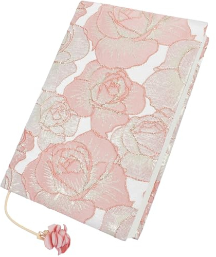 Book Cover Protector for Paperback, A5 Book Cover for Hardcover, Soft Cloth Book Covers - Pink Rose Floral Design, Adjustable Book Sleeve Fit for 5.5×8.2 inch Hardcover Notebook Textbooks Bible Novels