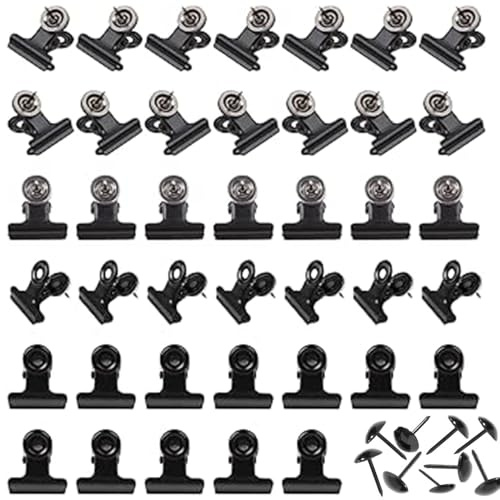 Fermacarte, 50 Pezzi Raccoglitore in Metallo Clip, Clip Multiuso in Metallo, Pinze Multiuso, Clip del Raccoglitore,Ufficio di Cancelleria Pinze, per Ufficio, Scuola e Famiglia, nero