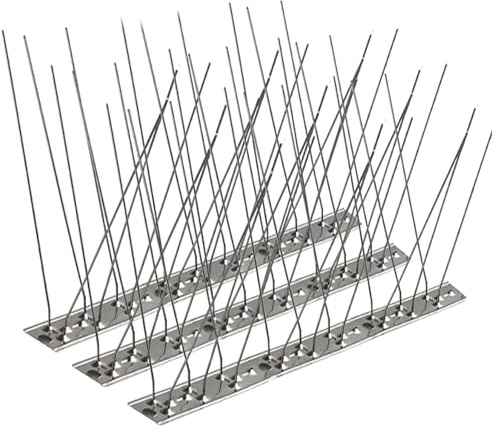 DIVCHI Stainless Steel Bird Spikes for Pigeons, Seagulls, Crows & Small Birds – 1M (3.3ft) Packs – Anti-Bird Spikes for Roof, Balcony, Wall – Flexible Design - (4 Pcs Spikes, 8 Ties & 8 Screws)
