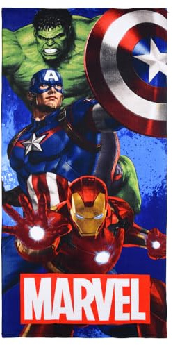 CARTOON Telo mare Avengers Marvel in microfibra di poliestere asciugamano per bambini 240 gsm dimensione 70 x 140 cm spiaggia piscina