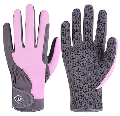Harrison Howard All Season Kids Horse Riding Gloves Comfortable Non-Slip Light Horseback Gloves for Running Cycling Riding,Light Purple, Age 10-12 Years