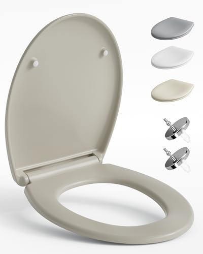 HySail Hochwertiger Toilettendeckel mit Absenkautomatik, Schnellverschluss und Hygienischer Oberfläche – Robust, Umweltfreundlich, Farbbeständig, in Mehreren Farben Erhältlich (Beige, Oval)