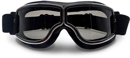 Galenecx Motorradbrille, PU Leder Brilles Staubdicht Motocross Brille, Motorradhelm Brilles Winddicht, Vintage Motocross Brille, Für Motorcycle Bike Outdoor-Sportarten
