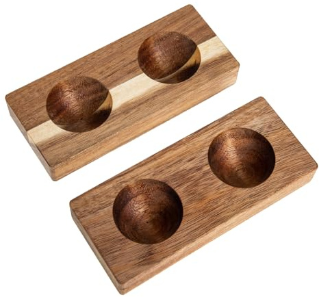 NAMOARLY Portauova in Legno Naturale 2 Pezzi per Cucina e Refrigeratore, Supporto Piatto Facile da Pulire per Uova, per Riporre Uova Sul Piano Cucina e Refrigeratore