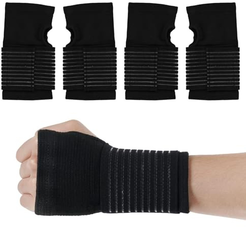 2 Pcs Wrist Brace, Carpal Tunnel Wrist Splint, Elastic Wrist Support with Strap, Adjustable Compression Wrap, Relieves Wrist Pain and Tendonitis, Sports Use for Men and Women, Right & Left Hand