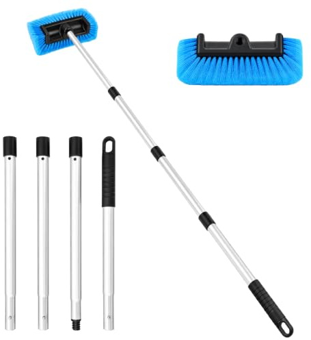 Cepillo Lavar Coche de Autos con Extensión, Cepillo para Lavar Coche, sin rayones, Cepillo de Lavado de Coche,para Ruedas de Vehículos, RV, SUV, Barco, Camión, Panel Solar y Cubierta, 157 cm