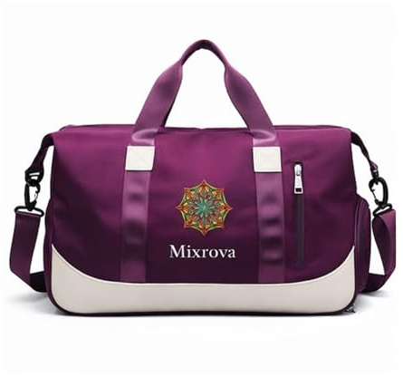 Mixrova Gym & Travel Duffel Bag for Men & Women, Waterproof Oxford Weekender Bag with Shoe Compartment, Large Capacity Sports Holdall with Reinforced Handles & Durable Zippers – Royal Plum