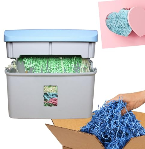 Klipppappersmaskin, Skrynkligt papper strimlat, 7,5 l stor kapacitet med visningsfönster, automatisk start/stopp-funktion, for 25 g/70 g A4-papper, presentförpackningsförstörare