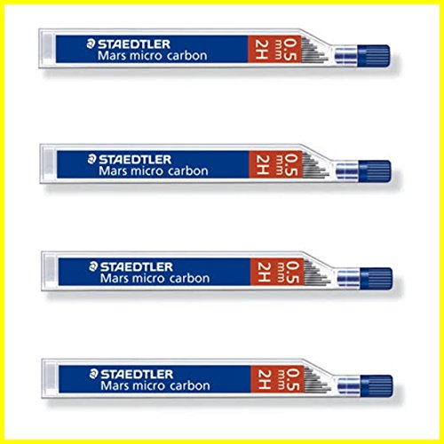 Staedtler Mars Micro Carbon 250 0,5 mm 2H – Lápiz plomo Recargas – 4 tubos/paquetes (48 cables) 2H