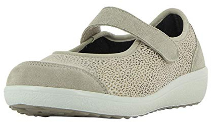 VAROMED Sevilla 77701 Femme Dame Ballerines à lanières,Mary-Jane,Chaussures Basses,Plates,Chaussures de santé,Confortables,Kiesel,40 EU / 6.5 UK