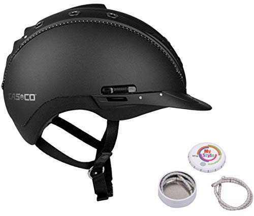 Casco Reithelm MISTRALL-2 schwarz M-L (58-60cm) + MyStyle Wechselstreifen silber reflex