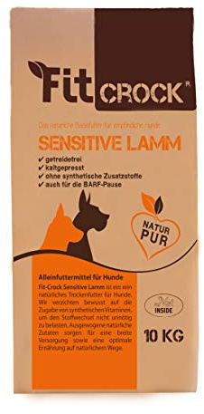 cdVet Fit-Crock Hundefutter trocken Sensitive Lamm Mini 10 kg, getreidefrei
