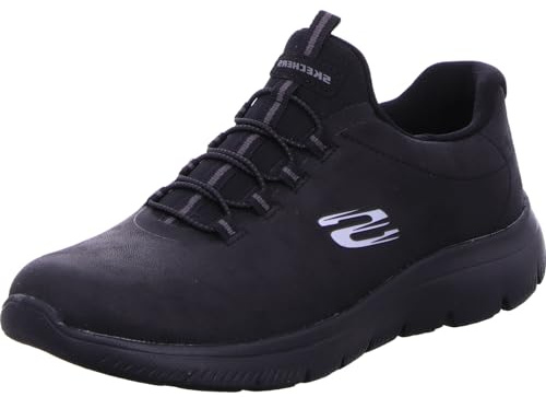 Skechers Damen Summits Itz Bazik Turnschuhe, Black Microleather/Duraleather Trim, 37 EU