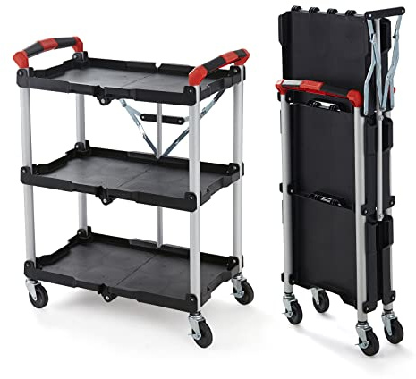 Olympia Tools 410-007 Pack-N-Roll 150 lbs Folding Collapsible Service Cart, Black/Red