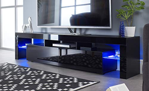 MMT 200cm Extra-Deep TV Stand – Large Entertainment Unit for TVs up to 90 Inches – Wide Modern Media Cabinet with Storage, Shelves & Cable Management