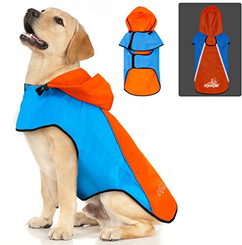 Regenjacke Hund DQGHQME Hunderegenmantel, Regenmantel Hund Wasserdicht, Einstellbare Regencape Hund, Reflektierender Wasserdichter Hundemantel Ultraleicht für Große Mittlere Kleine Haustier Hund (M)