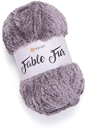 YarnArt Fable Fur Yarn – 1 Skein (100g), Chunky Faux Fur Fiber for Knitting, Crochet & DIY – Soft, Fluffy, Eyelash Texture – Super Bulky, Fuzzy Material for Clothes, Toys, Blankets & Crafts (969)