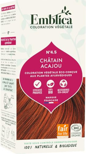 Emblica Coloration végétale bio pour cheveux - Sans conservateurs - Riche en Amla - Sans conservateurs - 100 g