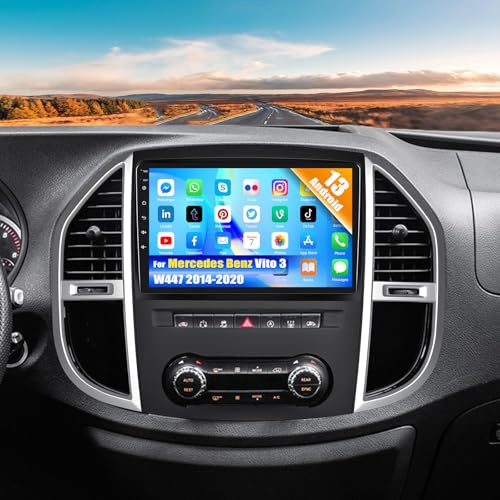 CAMECHO Android 13 bilradio GPS för Mercedes Benz Vito 3 W447 (2014–2020), 2 DIN radio med 10 tums skärm, Mirror Link WiFi Bluetooth och USB