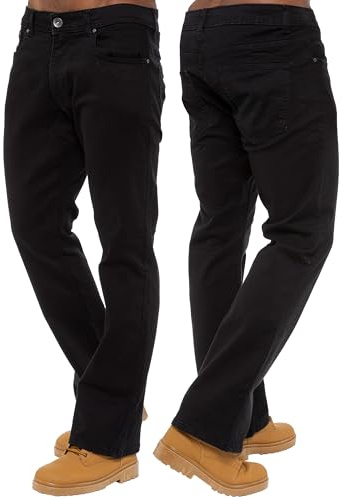 989Zé ENZO Mens Stretch Bootcut Jeans Casual Classic Retro Denim Wide Leg Flared Pants Trousers