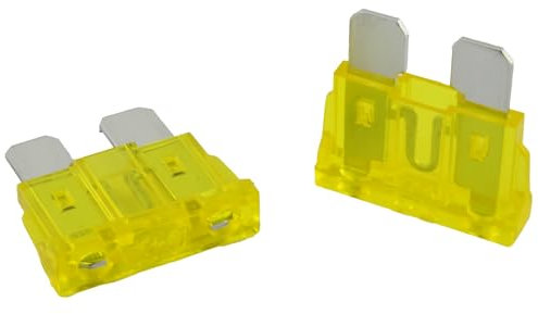SeKi Confezione da 5 fusibili a spina piatta standard ATO 20A giallo; Fusibile per auto Fusibile a lama da 19 mm 32 V/CC per barca, roulotte