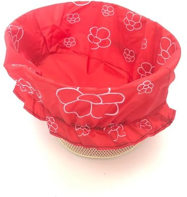 Think Aloha - Copri Cestino Bici Impermeabile con Fiori - Si Adatta a Cestini Bicicletta Ovali - Fodera Cestino Bici Impermeabile - Accessori Bici Stile Vintage (Rosso)