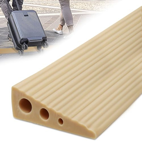 Rampa per soglia, 100 x 6,5 x 2,5 cm, in PVC, superficie antiscivolo, rampa per sedia a rotelle, passeggini, deambulatori o scooter (marrone, 2,5)