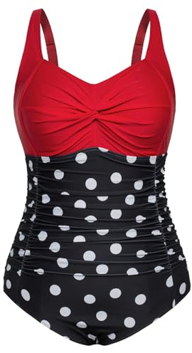 Hanna Nikole Damen Große Größen Einteiliger Badeanzug Bauchweg Bademode Maillot de Bain V-Ausschnitt Ruched Monokinis