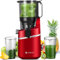 AMZCHEF Extractor de Zumos y Verduras Automático, 145MM Apertura y 1.8L Capacidad Licuadora para Verduras y Frutas Entera, 250W Licuadora Prensado en Frio Lento con Triple Filtro - Rojo