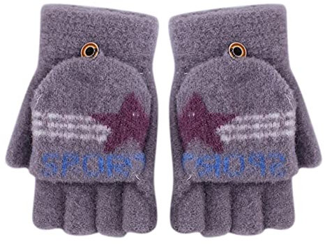 Fingerlose Handschuhe für Kinder, Wandelbare Handschuhe, Halbfingerhandschuhe, Warme Fäustlinge für den Winter, Dehnbare Magische Handschuhe für Jungen Mädchen im Alter von 2–14 Jahren
