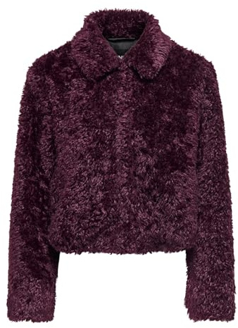ONLY Abrigo de piel de peluche ONLGINNY para mujer, Mauve Wine, x_s