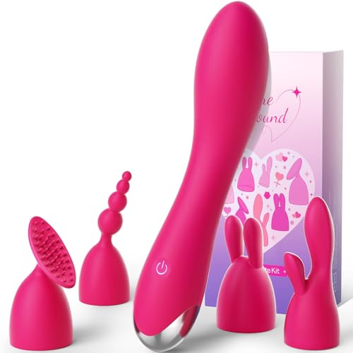Vibratorensets für Frauen Dildo Vibrator, 4 Köpfe 20 Modi x 3 Stufen G punkt Vibration für Frauen Klitoris Nipple Analplug Sex Spielzeug für die Frau Paare Sexspielzeug Set Massagestab Satz yewuzer