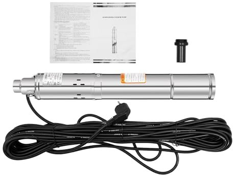 Pompa per fontana da 250 W, 3 pollici con cavo da 20 m, IP68, 2850 giri/min, pompa ad acqua in acciaio inox, pompa di profondità da 220 V, per fontane, irrigazione di fattorie (max. portata 1600 l)