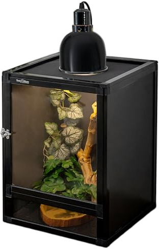 Toxirium 18x18x36 Inch Hybrid Reptile Enclosure – Vertical PVC & Aluminium Frame Terrarium with Interchangeable Screen or Acrylic Doors, Ventilated Top, Ideal for Chameleon & Arboreal Reptiles