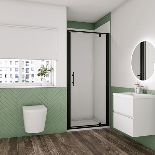 Shower Enclosure Pivot Shower Door 800x1850mm Matt Black Frame