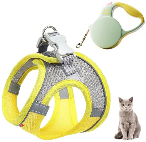 Noaxylic Pettorina per Cani e Guinzaglio, Pettorina per Cuccioli Regolabile, Imbracatura Riflettente Regolabile, Confortevole e Traspirante, per Cane di Piccola Media Taglia e Gatti, M