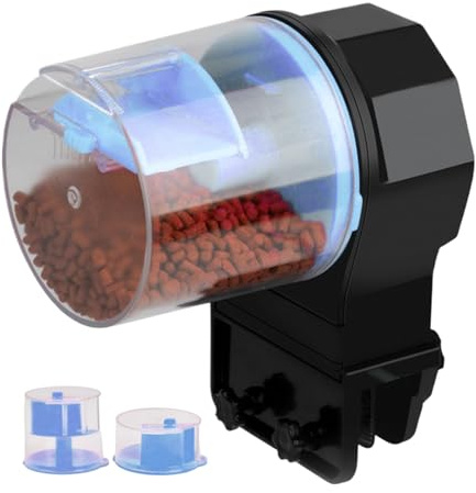 Rechory Auto Fish Feeder - Battery Powered Compact Food Dispenser | Automatic Fish Feeder Dispenser - for Betta Turtle Shrimp Aquarium Pond Vacation Weekend Home School Pet Store