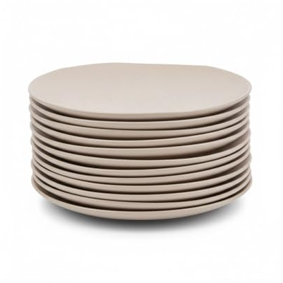 Juego de 12 platos de postre fabricados en melamina color beige de 20 cm