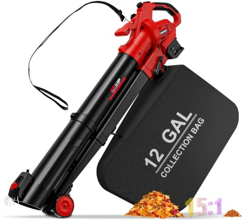 Aspirateur à feuilles 3 en 1 sans fil avec sac compatible avec batterie Milwaukee 18 V, broyeur de feuilles électrique amélioré et aspirateur à feuilles avec sac de 45 L, souffleur de feuilles sans