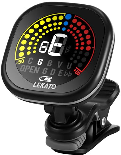 LEKATO Guitar Tuner Rechargeable, Tuner Clip On for Guitar, Bass, Chromatic, Ukulele,Violin Tuner, Fast Accuratie Tuning, Super Bright Display to Read, for Professional/Beginners